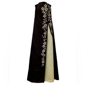 Morgan & Co. Black and Green Floral Prom Dress